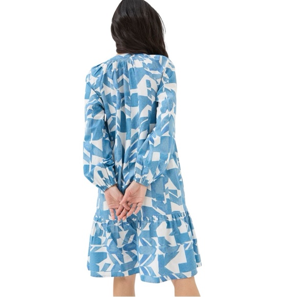 Fat Face Blue and White Geometric Dress Blue White 10 - Picture 2 of 9